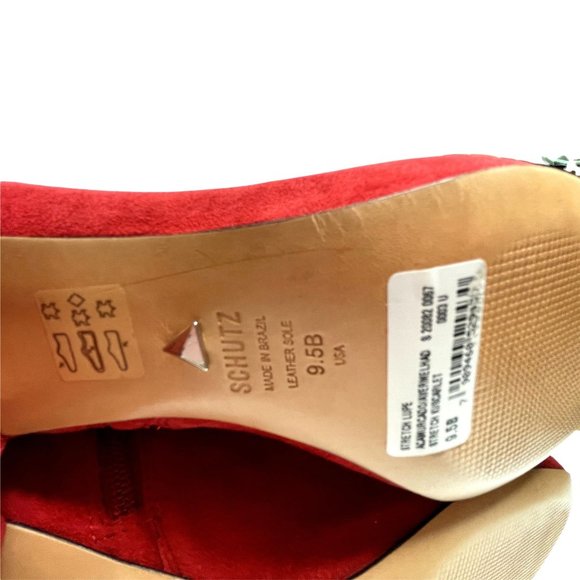 NIB SCHUTZ WOMENS LUPE SCARLET RED SUEDE BOOTS SZ 9.5 - Picture 12 of 13